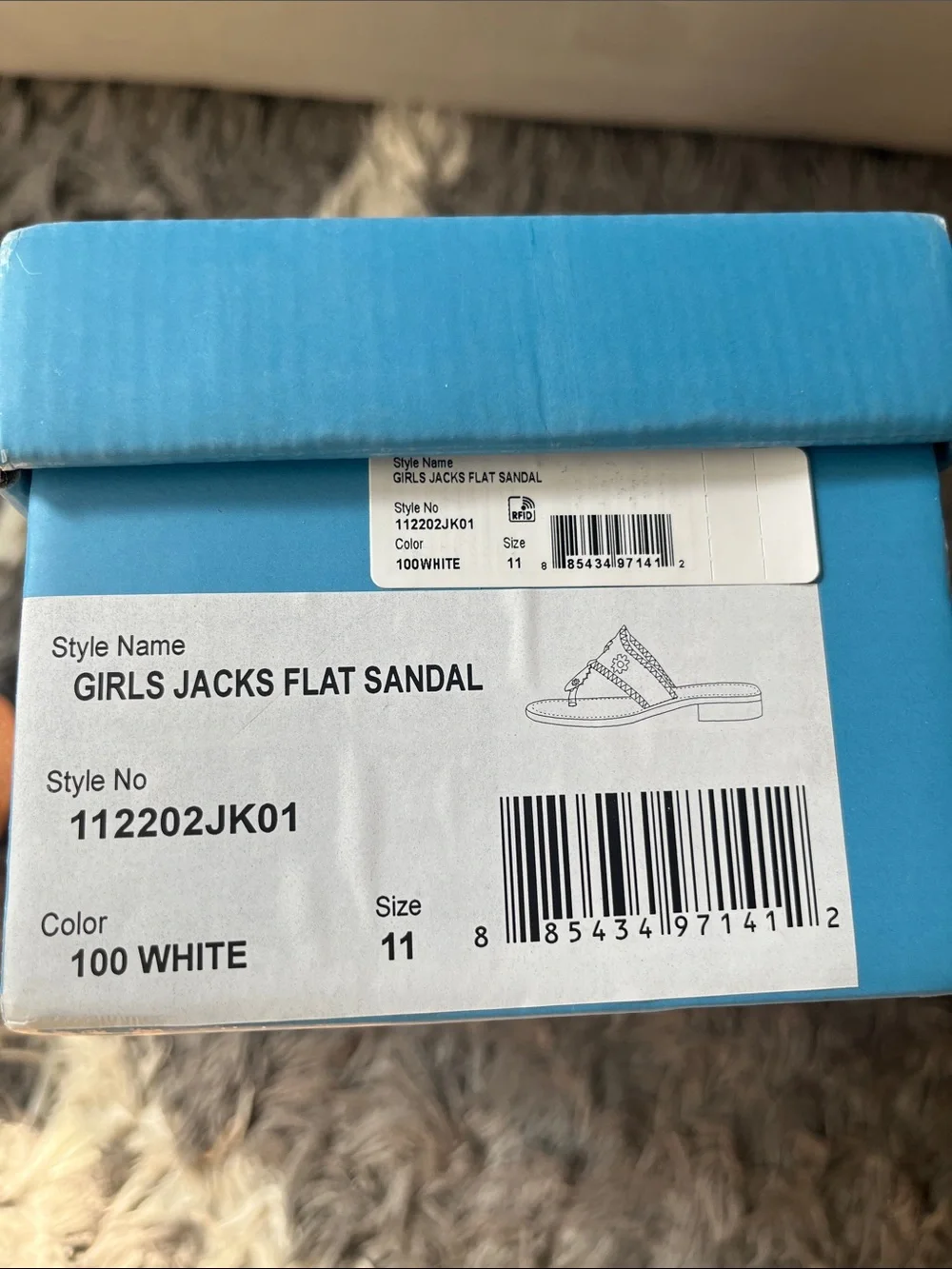 Jack Rogers girls flat sandal. White. Leather. Toddler size 11. New in box.